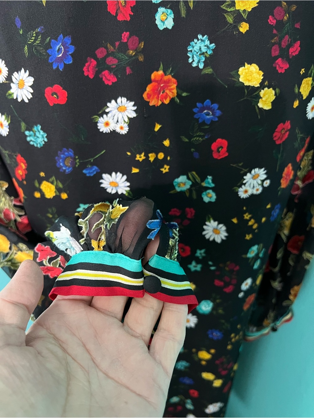 EUC Alice + Olivia Lalita Tropical Floral Print Lined Mini Dress Size Large - Picture 6 of 10